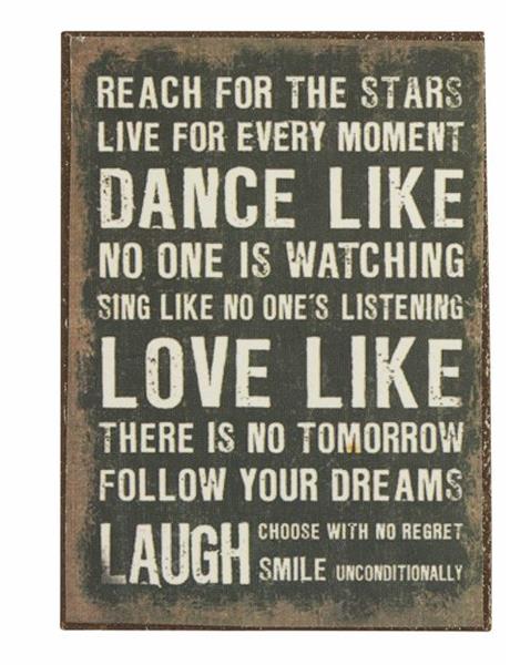 Plåtskylt med magnet Reach for the stars shabby chic lantlig stil gårdsromantik