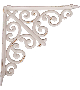 Konsoll gjutjärn vit antik-vit snirklig hyllbärare gjutjärnskonsoll shabby chic lantlig stil