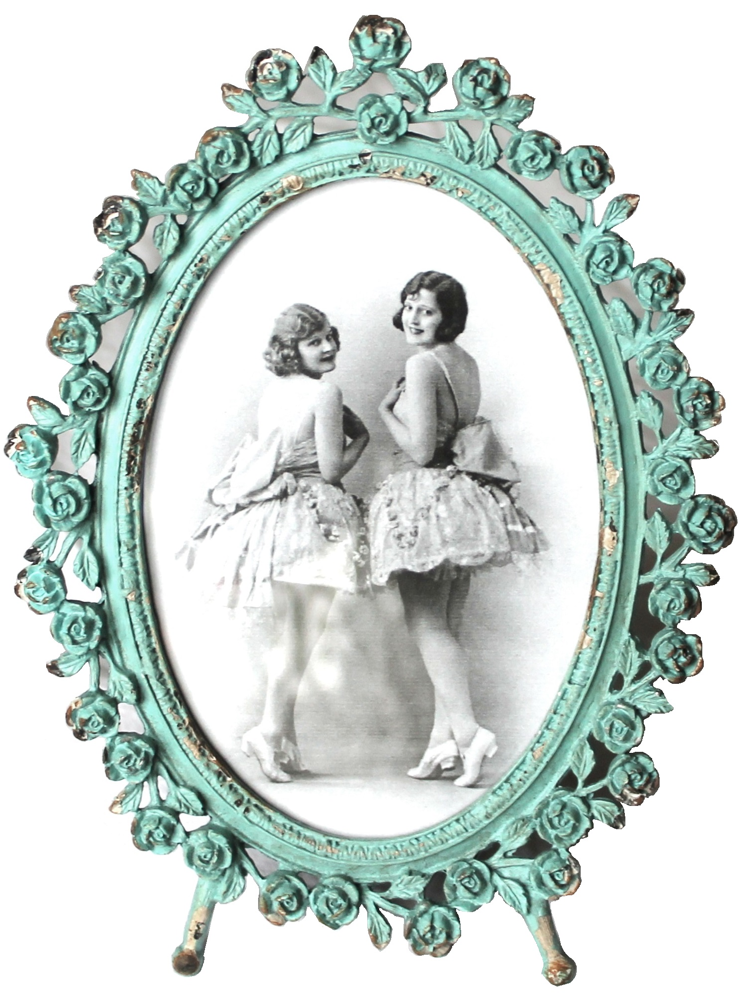 Fotoram rosor metall turkos romantisk shabby chic lantlig stil
