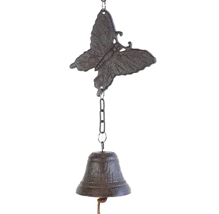 Fjäril hänge vindspel klocka gjutjärn shabby chic lantlig stil - 2