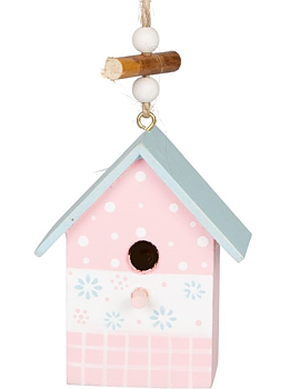 Fågelholk rosa fågelbo shabby chic lantlig stil