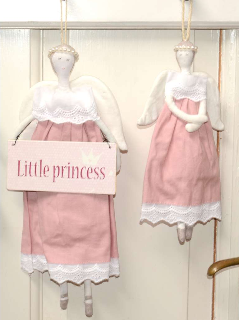 Stor ängel rosa med kjol pärlgloria skyddsängel shabby chic lantlig stil - 2