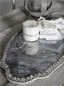 Stor spegel glas mönstart ornament metallkant Jeanne d´Arc Living shabby chic lantlig stil