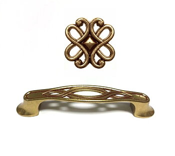 Handtag Art Deco antik mässing-guld-färgad shabby chic lantlig stil