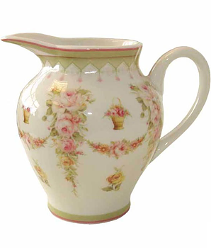 Kanna jugend mönster rosa rosor shabby chic lantlig stil Gårdsromantik