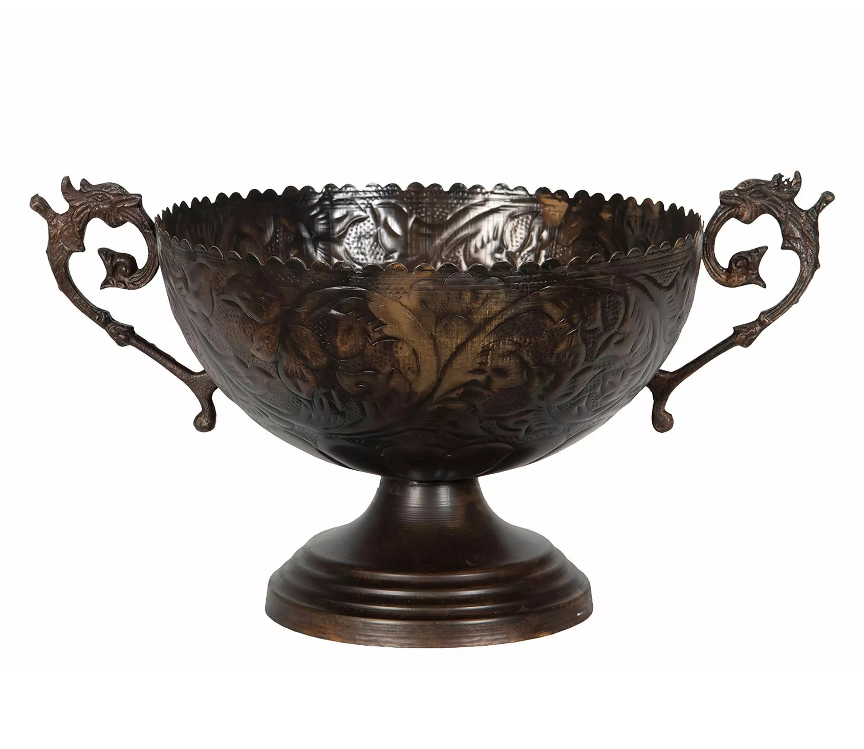 Kruka på fot i antik brons ornament shabby chic lantlig stil