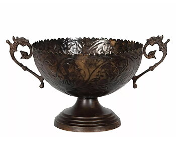 Kruka på fot i antik brons ornament shabby chic lantlig stil