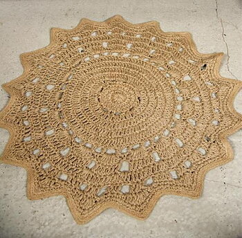 Rund matta jute handvirkad Jeanne d´Arc living boho shabby chic lantlig stil