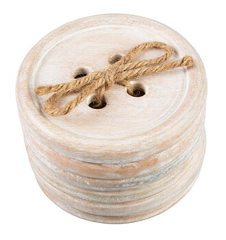 Underlägg glasunderlägg  knappar trä 6 set shabby chic lantlig stil