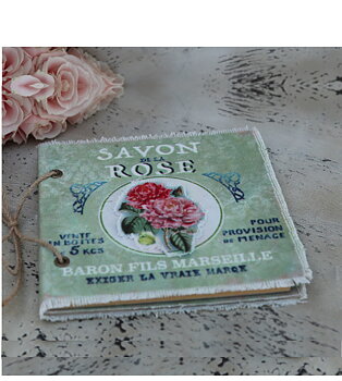 Anteckningsbok notebook Vintage  Savon Rose Chic Antique  shabby chic lantlig stil