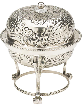 Bowl ”antique silver” with lid Paisley pattern Lisbeth Dahl