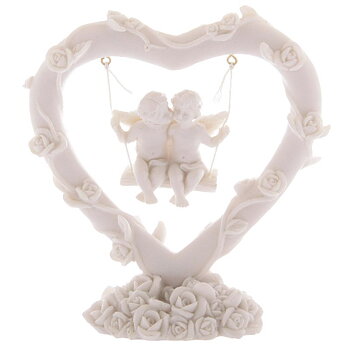 Pussande änglar gungar i hjärta  gammaldags keruber shabby chic lantlig stil Gårdsromantik
