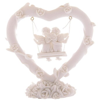 Pussande änglar gungar i hjärta  gammaldags keruber shabby chic lantlig stil Gårdsromantik