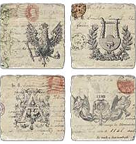 Underlägg bordsskonare glasunderlägg Antik 4 set
