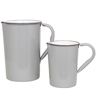 Kanna Olle grå emaljkanna  2 storlekar shabby chic lantlig stil