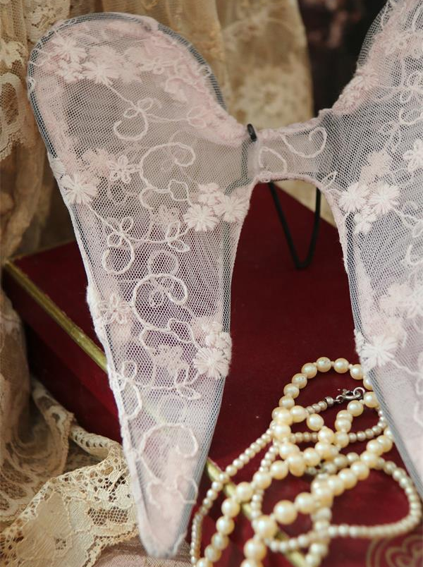 Smal vingar änglavingar rosa spets tyll Jeanne d´Arc living shabby chic, lantlig stil