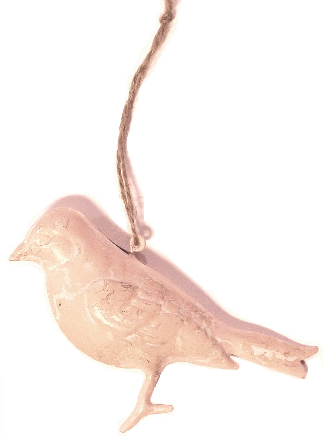 Rosa fågel plåt shabby chic lantlig stil
