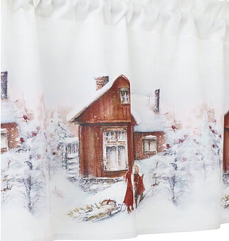 Kappa gardinkappa Gammalsvenskt Gårdstryck shabby chic lantlig stil