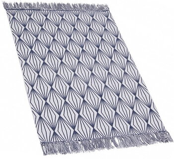 Blå matta bomull vit blå retro diamant bomullsmatta shabby chic lantlig stil