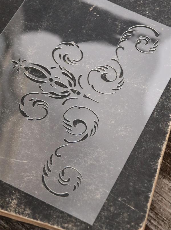 Stencil för dekorationsmålning väggmålning shabby chic lantlig stil