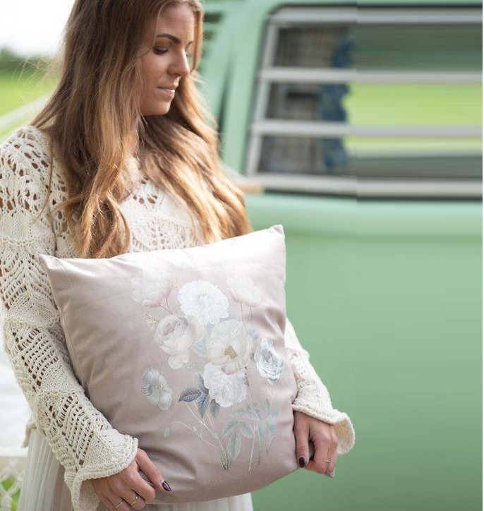 Kuddfodral Vintage Bukett linebeige shabby chic lantlig stil Gårdsromantik - 2