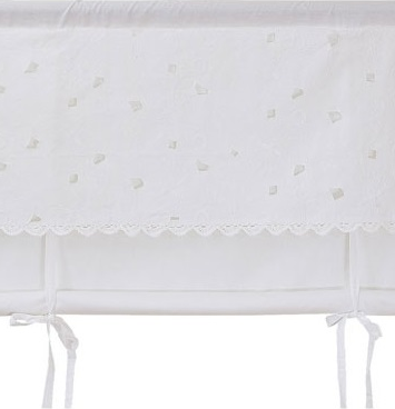 Hissgardin broderad vit virkad spets shabby chic lantlig stil