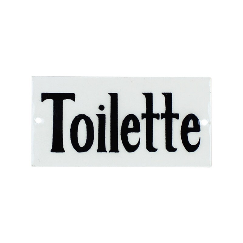 Skylt Toilette vit emaljskylt i lantlig shabby chic stil Gårdsromantik