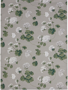 Löpare ljusgrå vita Pelargoner shabby chic lantlig stil