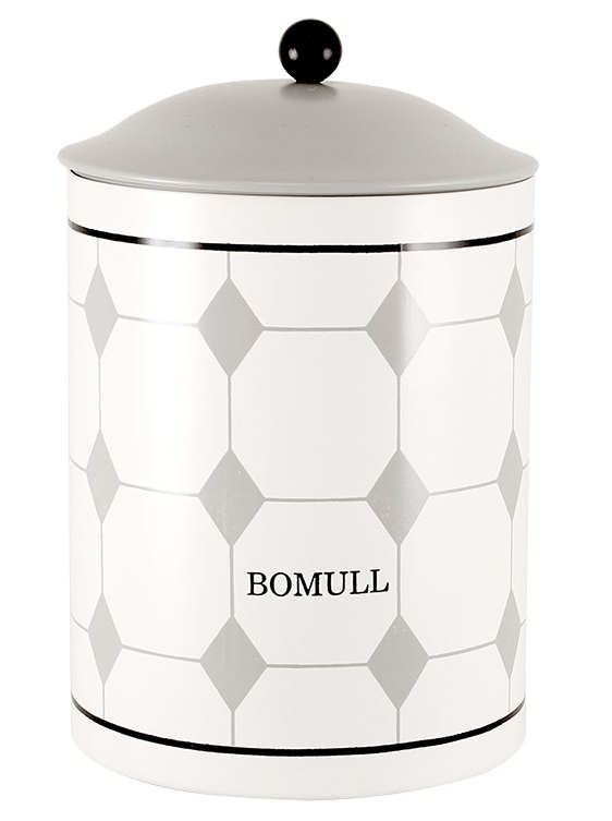 Vit plåtburk bomull retro emalj plåt shabby chic lantlig stil