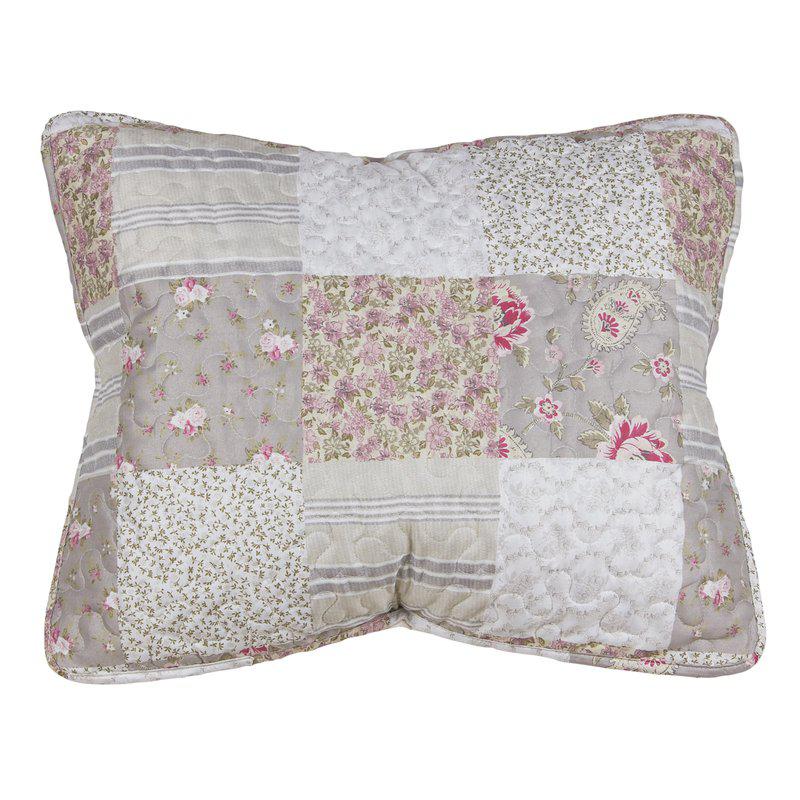 Överkast quilt pläd enkel och dubbelsäng vit rosa rosor shabby chic lantlig stil Gårdsromantik - 2
