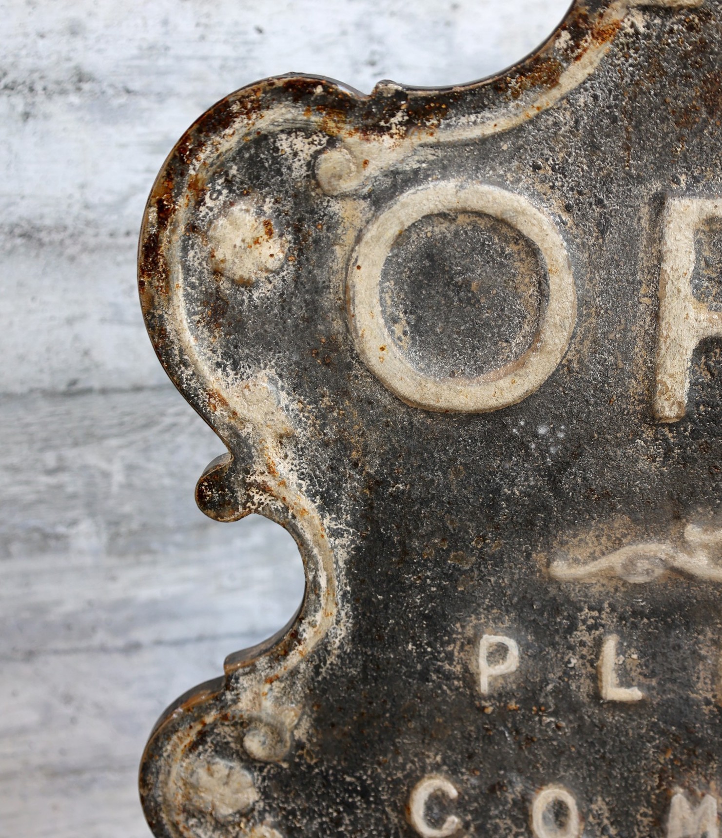 Skylt open closed i metall stor på fot vintage shabby chic lantlig stil  - 2