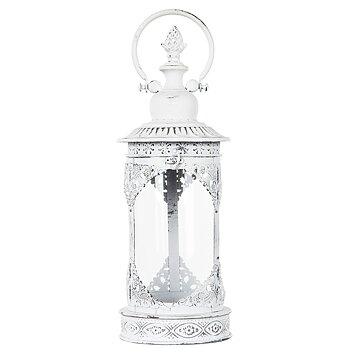 Lykta vit spetsmönster smide glas shabby chic lantlig stil