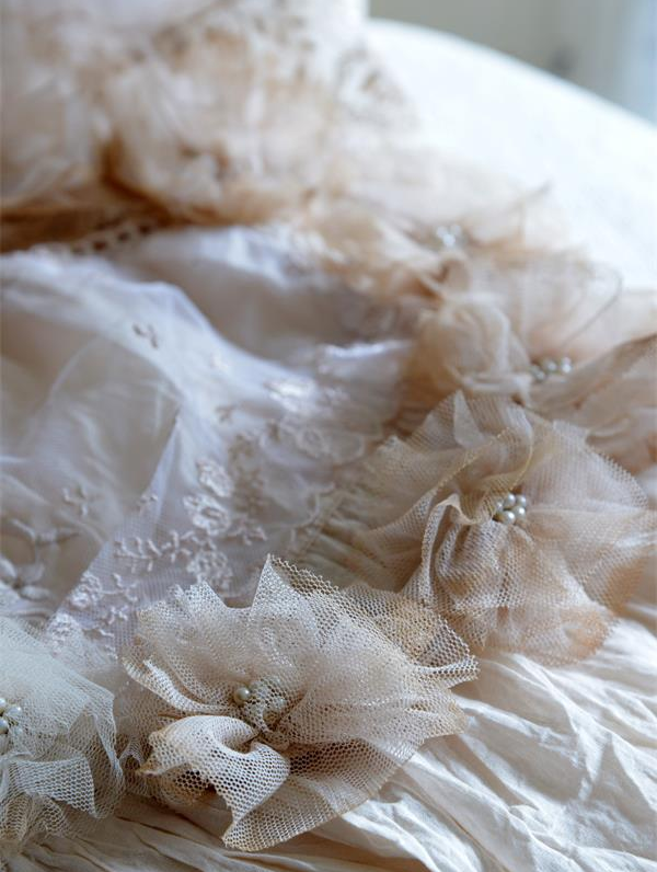 Bröllopskrans stor Vintage tyll pärlor Jeanne dárc living shabby chic lantlig stil - 2