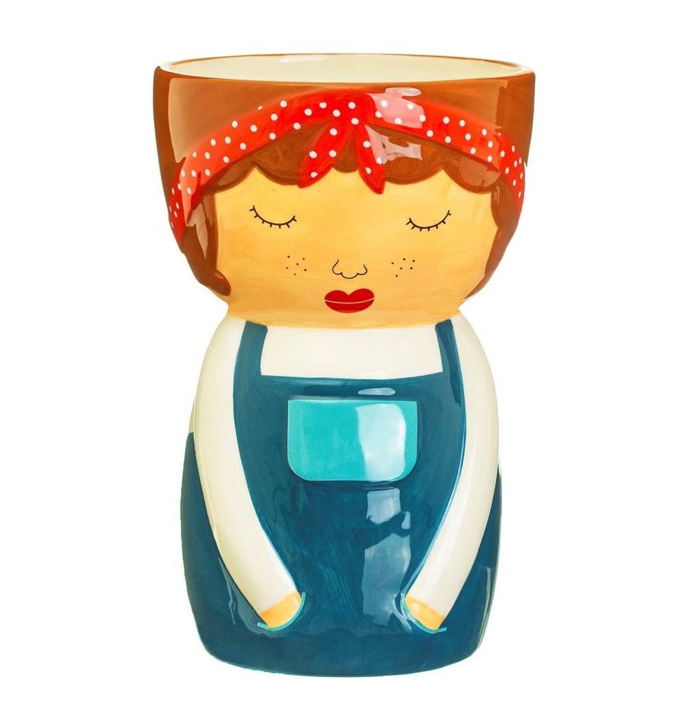 Libby vase pot large hand painted retro bohemian country style