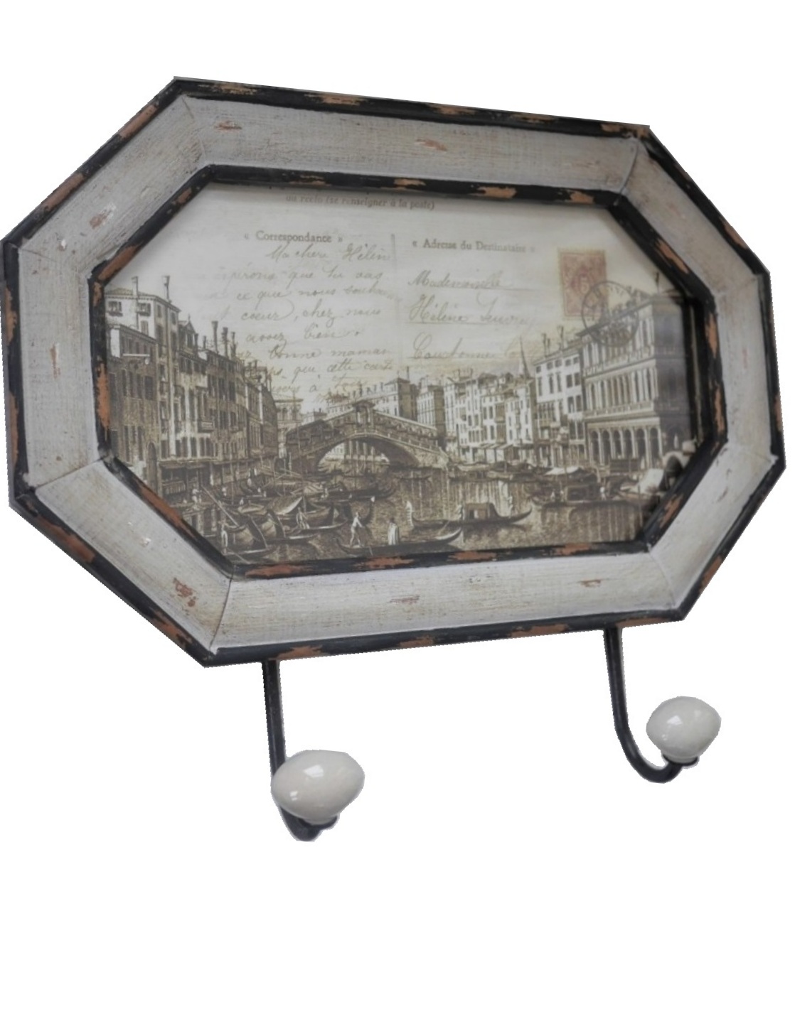 Krokhängare vit vintage sliten shabby chic lantlig stil