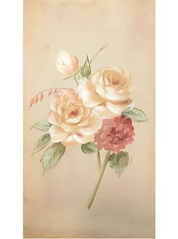 Stor handmålad tavla Gula Rosor shabby chic lantlig stil
