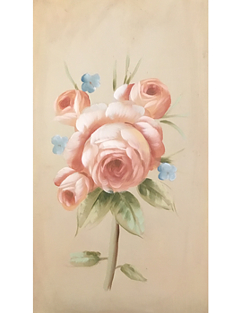 Stor handmålad tavla Rosa Rosor Förgät mig ej shabby chic lantlig stil
