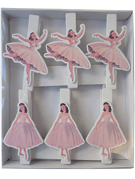 Klämmor mini klädnypor Ballerina shabby chic lantlig stil