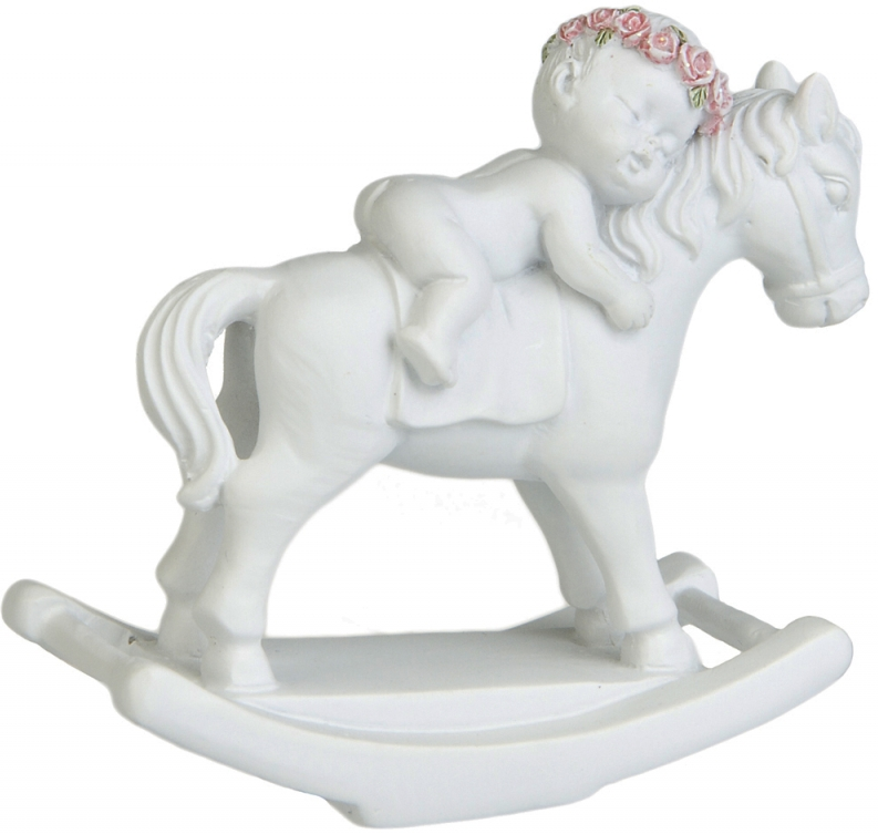 Gunghäst med baby flicka vit rosa shabby chic lantlig stil