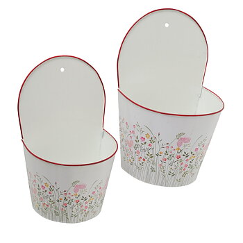 Väggkruka blommig 2 storlekar shabby chic lantlig stil Gårdsromantik