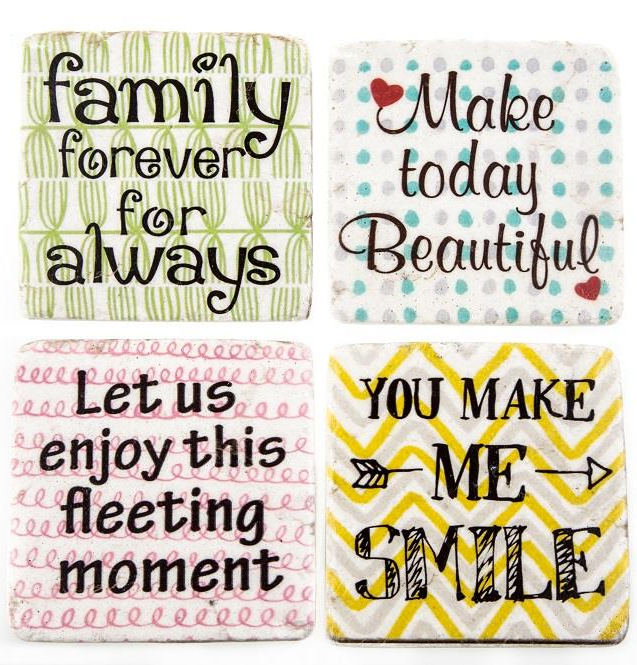Underlägg glasunderlägg Family Beutiful Moment Smile 4 set shabby chic lantlig stil