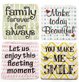 Underlägg glasunderlägg Family Beutiful Moment Smile 4 set shabby chic lantlig stil