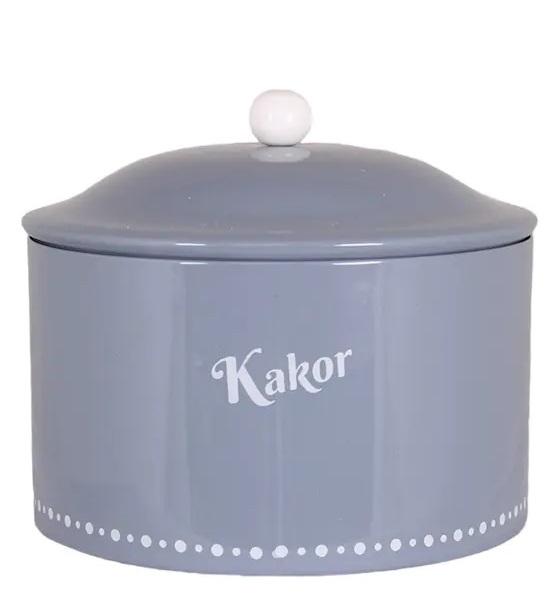 Gammaldags plåtburk Kakor blå emalj vit knopp retro lantlig stil shabby chic lantstil