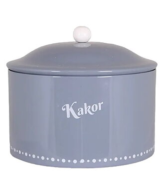 Gammaldags plåtburk Kakor blå emalj vit knopp retro lantlig stil shabby chic lantstil