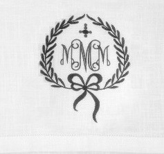 Hissgardin grå lagerkrans monogram hålsöm shabby chic lantlig stil - 2