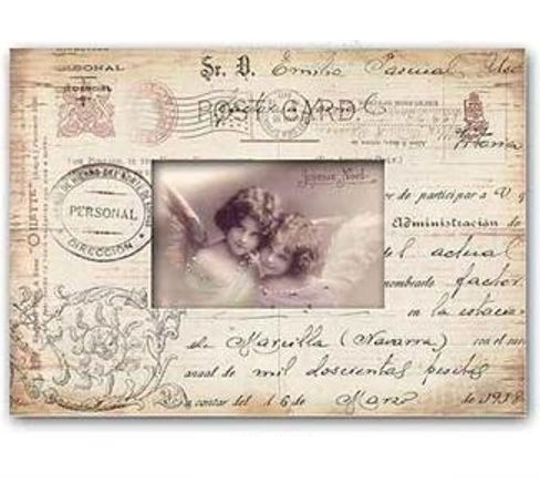 Tavla ram antikt dokument änglar shabby chic lantlig stil