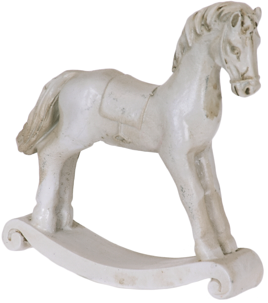 Gunghäst liten gammaldags vit shabby chic lantlig stil