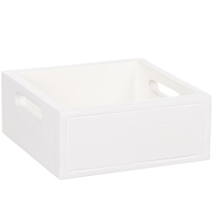 Wooden box white with handle shabby chic country style