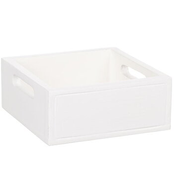 Wooden box white with handle shabby chic country style