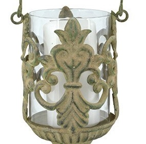 Lykta i antik metall patinerad plåt ornament shabby chic lantlig stil Gårdsromantik - 2